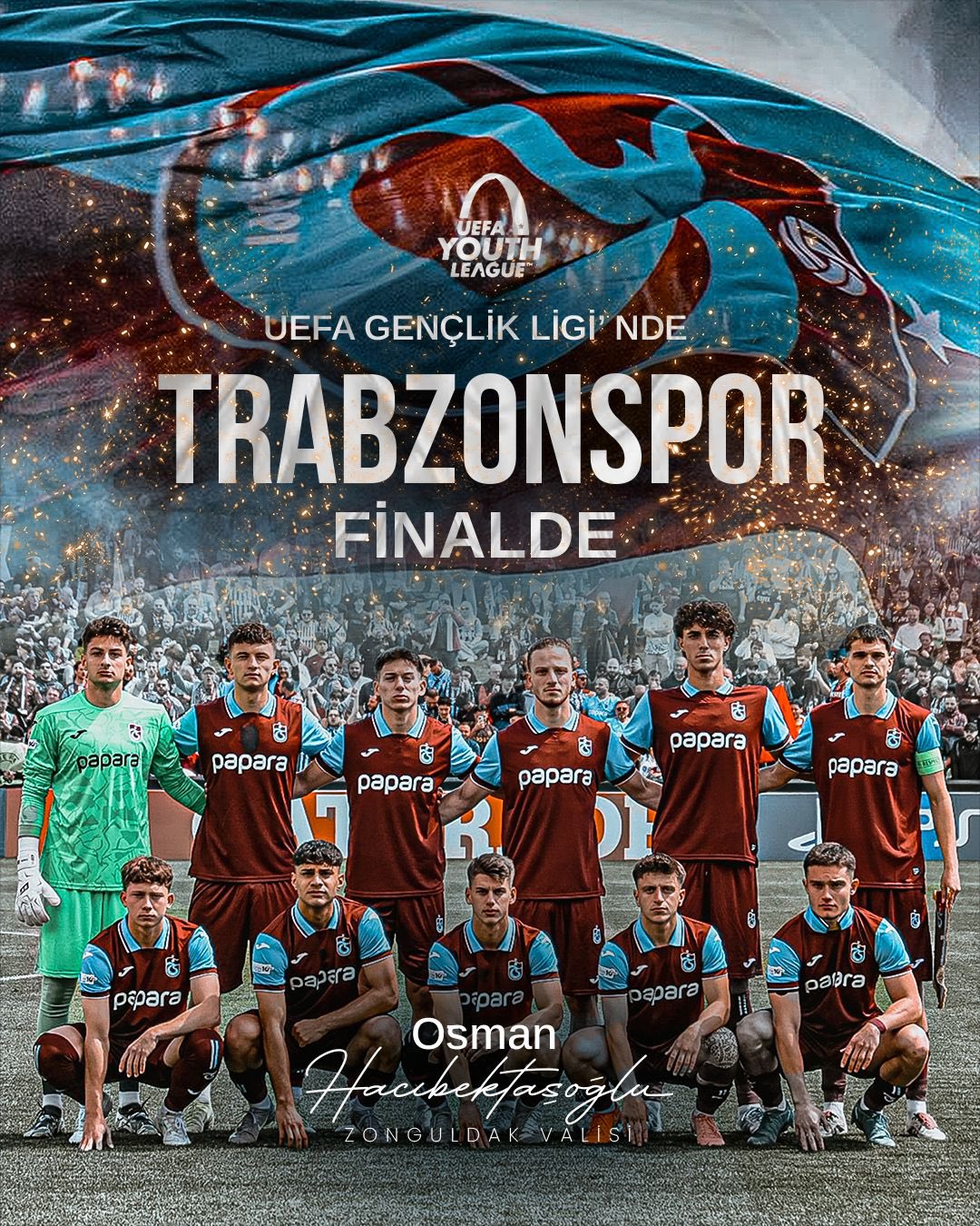 Vali Osman Hacıbektaşoğlu’nun Trabzonspor U19 Takımı’na Tebrik Mesajı